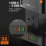 LDNIO SKW6457 6 Outlet USB Tower Extension Power Socket 2.webp